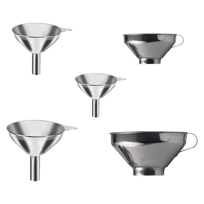 Stainless Steel Mini Funnels Set of 5 for Jam Spice Powder Kitchen Bottles Jars - Image 1